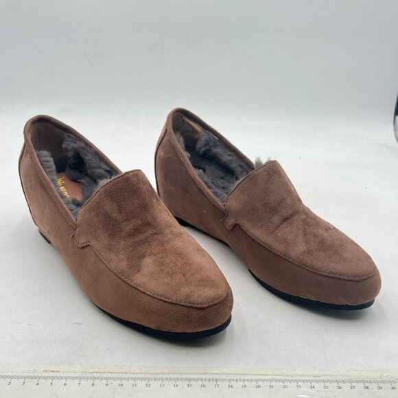 Wo Wagas Taupe Comfy Rounded Toe Loafers Slip On Low Wedge Heels Casual Pumps - Picture 4 of 8